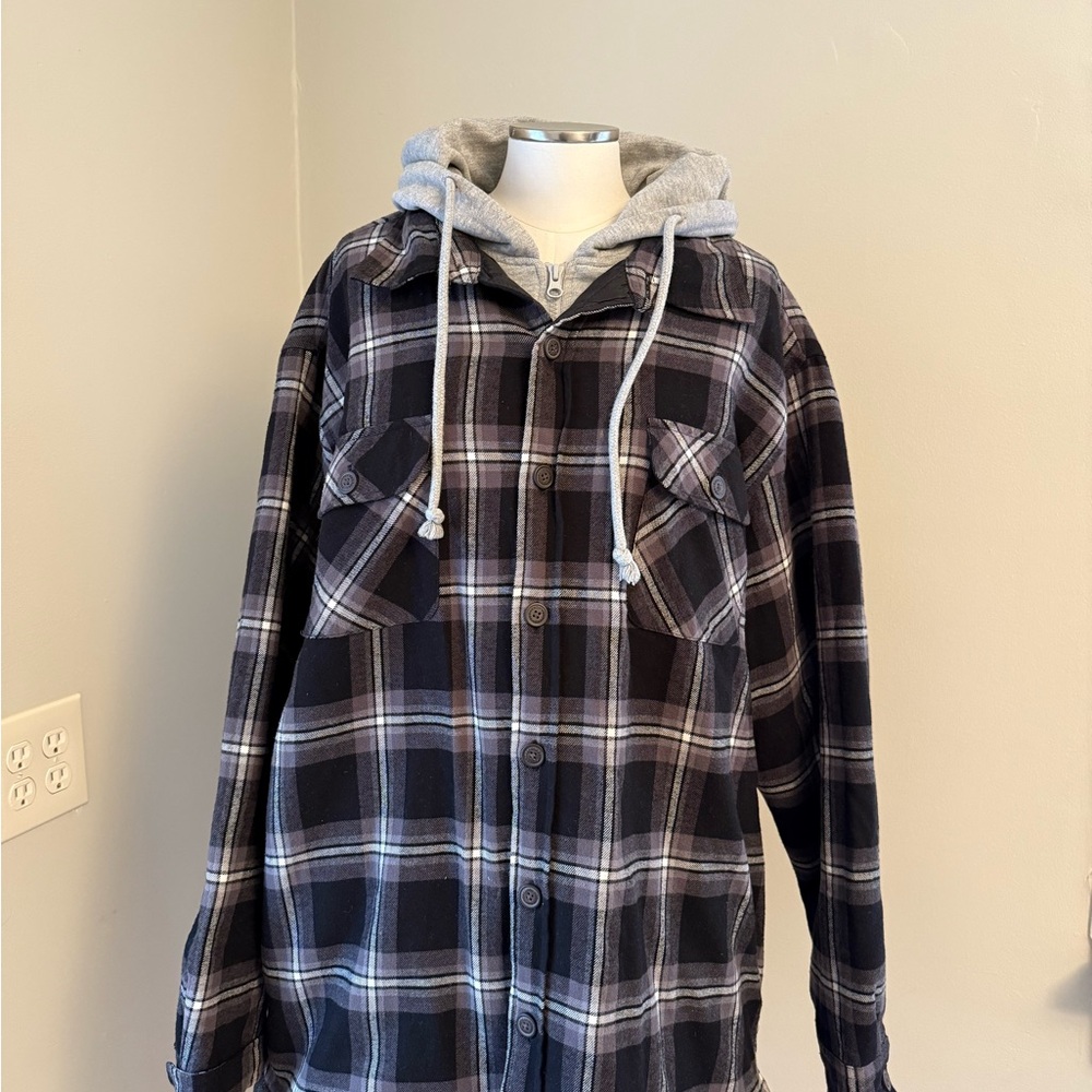 RedHead Black and Gray Plaid Hoodie Jacket